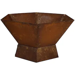 Sunnydaze - 23 in Rustic Affinity Steel Fire Pit with Pedestal Stand - Dark Orange