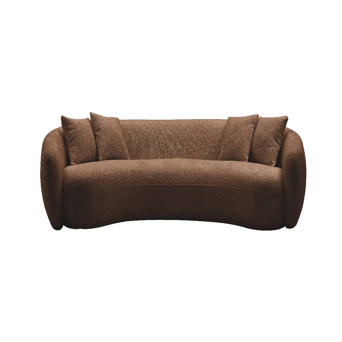 Front. Ropilly - Ropilly 5 Seater Boucle Sofa Curved Sectional Sofa, Brown Half Moon Couch with Pillows, 102 Inch - Brown.
