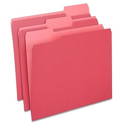 Front. Staples - Staples File Folders, 1/3-Cut Tab, Letter Size, Red, 100/Box (ST224519-CC) - Red.