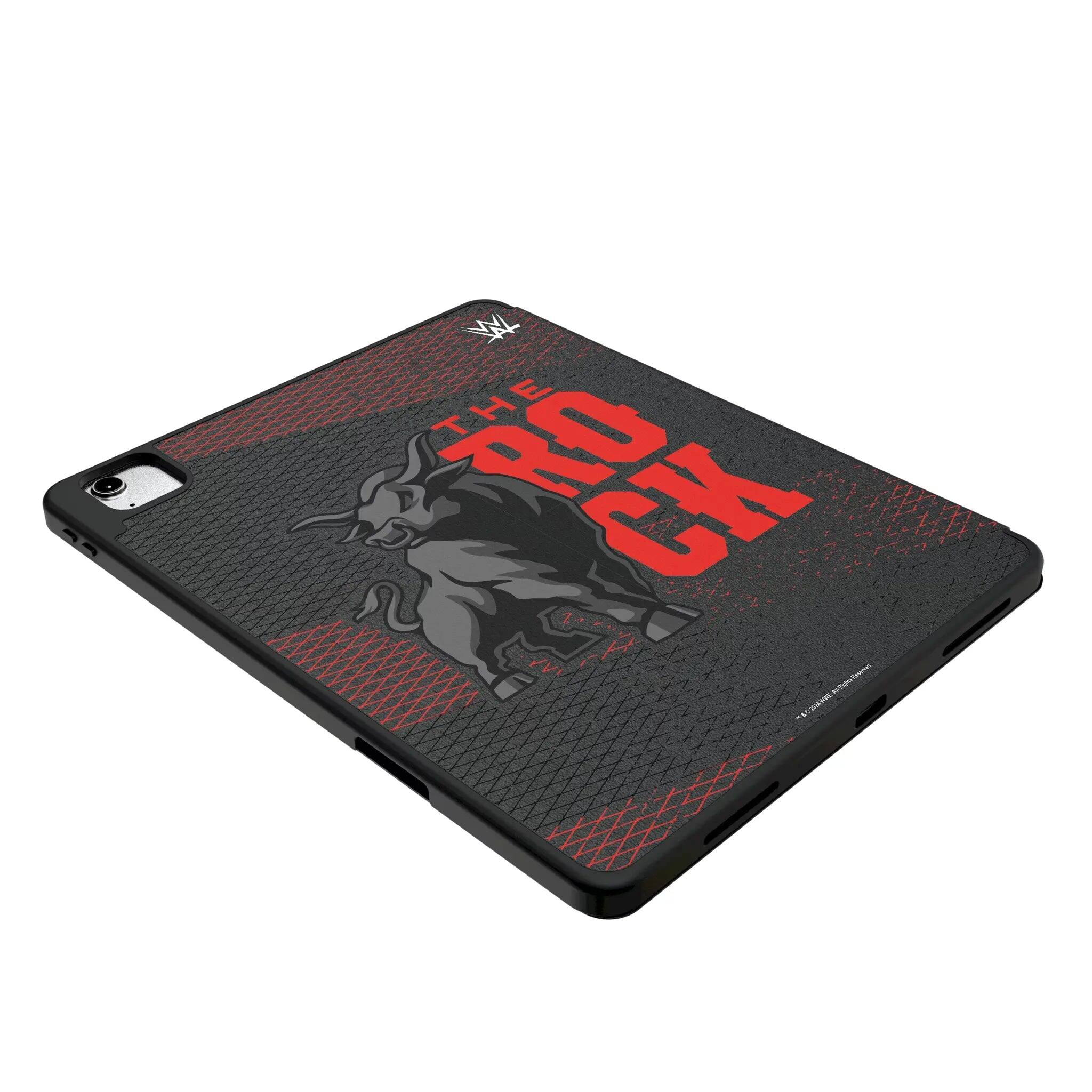 Left. Keyscaper - WWE Steel Tablet Case for Apple iPad - Apple iPad Mini (6th Gen) - The Rock.