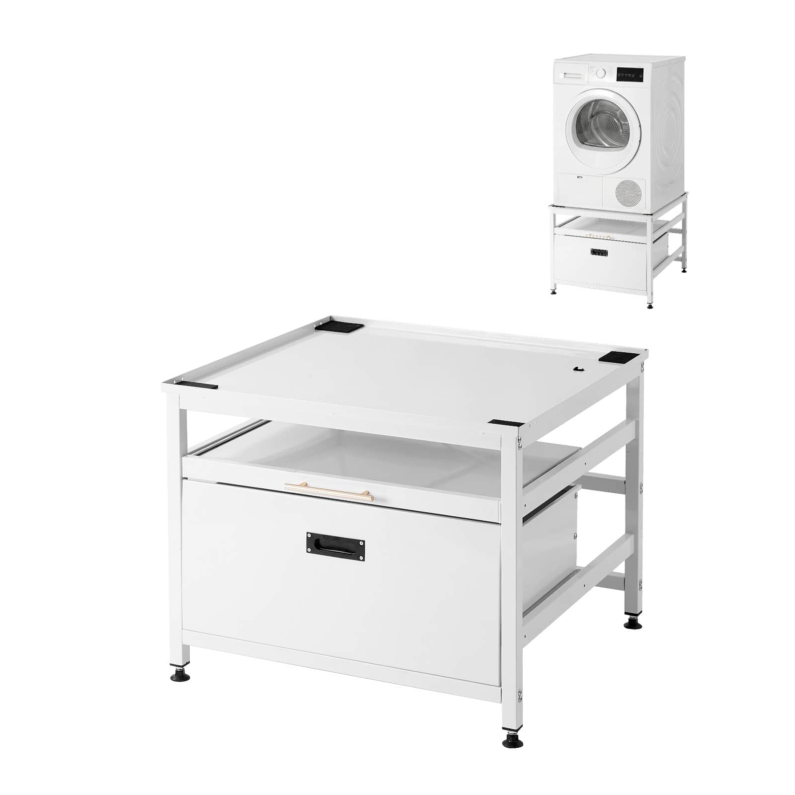 VEVOR - Laundry Pedestal, 23 in Height, 29 x 29 in Washer and Dryer Pedestals with Pull-out Tray and Storage Space - White