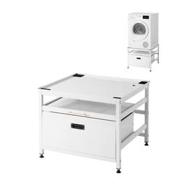 VEVOR - Laundry Pedestal, 23 in Height, 29 x 29 in Washer and Dryer Pedestals with Pull-out Tray and Storage Space - White
