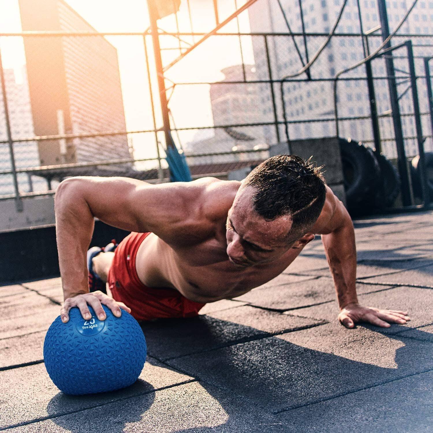 Alt View 3. Yes4All - Yes4All 20Lb Slam Ball, Durable Sand Filled Workout Weight Ball, Blue (Triangle) - Blue.