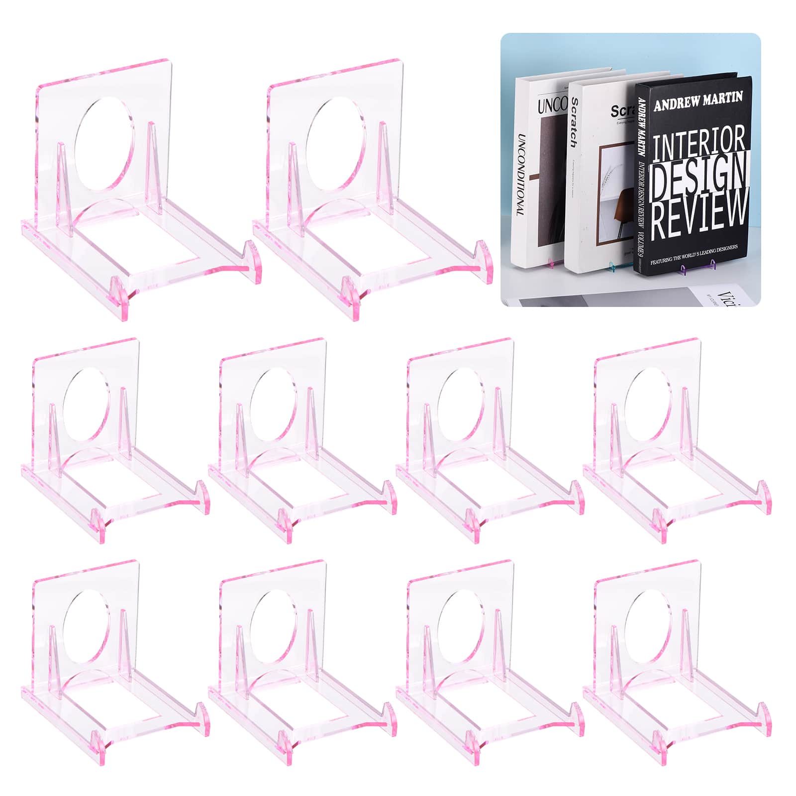 Unique Bargains - 10pcs Book Display Stands, 2" Adjustable Display Holder Mini Clear Easel Collector Stand for Comics, Magazines, DVDs