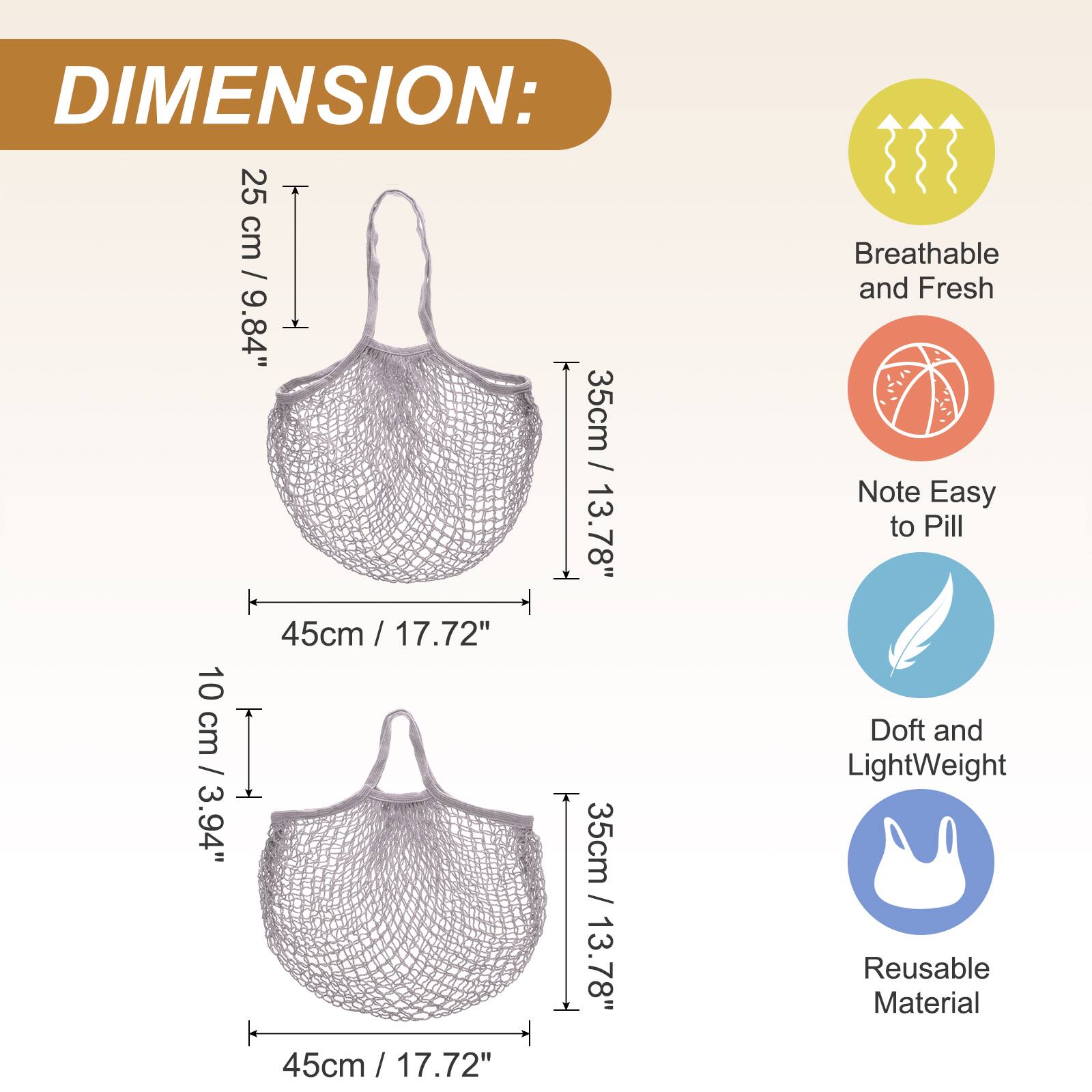 DIMENSION: 25 cm T / 9.84" 35cm / 13.78" 45cm / 17.72" 10 cm I / 3.94" 35cm / 13.78" 45cm / 17.72"  
Breathable and Fresh  
Note Easy to Pill  
Doft and LightWeight  
Reusable Material