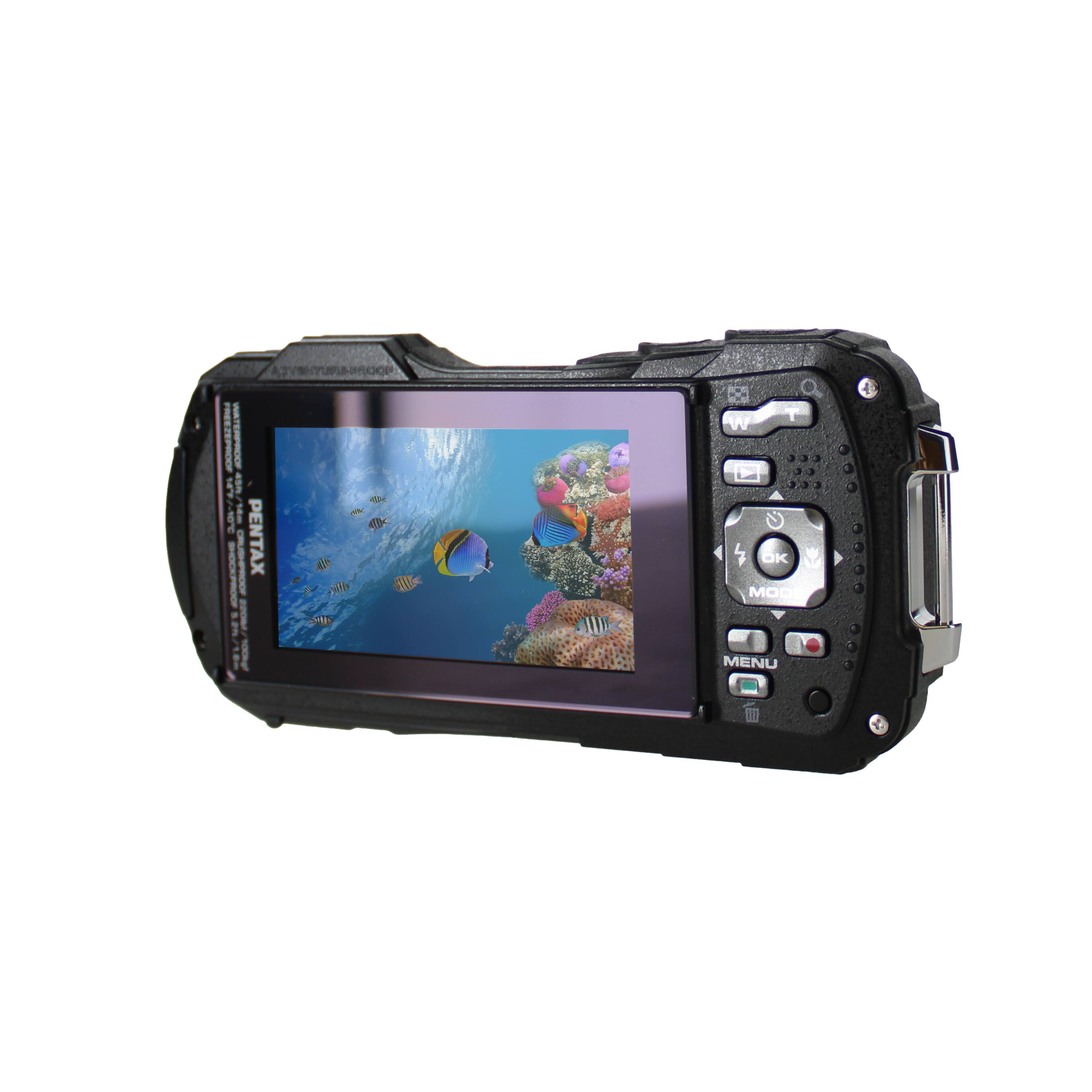 WATERPROOF 5 a / P m SHOCKPROOF CRUSHPROOF PENTAX s.an OA i | Ah H St e BV S 4 OK MODE MENU