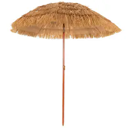 WELLFOR - 6.5FT Portable Thatched Tiki Beach Umbrella with Adjustable Tilt
