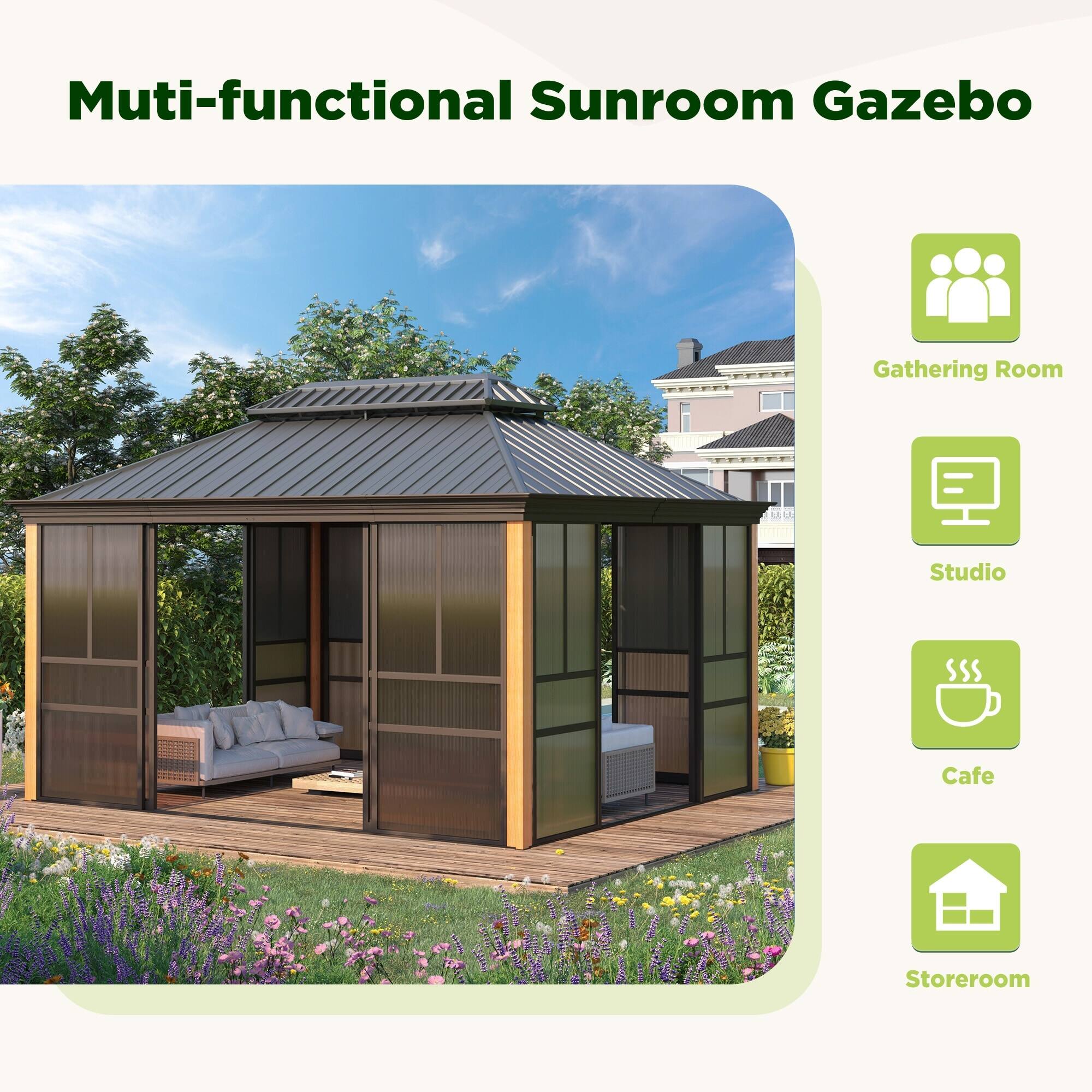 Multi-functional Sunroom Gazebo

- Gathering Room
- Studio
- Cafe
- Storeroom