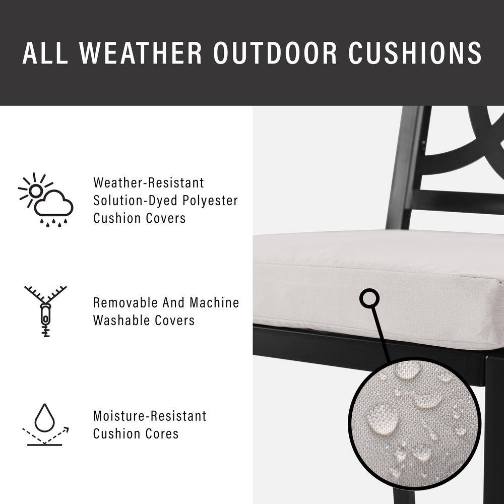ALL WEATHER OUTDOOR CUSHIONS

- Weather-Resistant Solution-Dyed Polyester Cushion Covers
- Removable And Machine Washable Covers
- Moisture-Resistant Cushion Cores