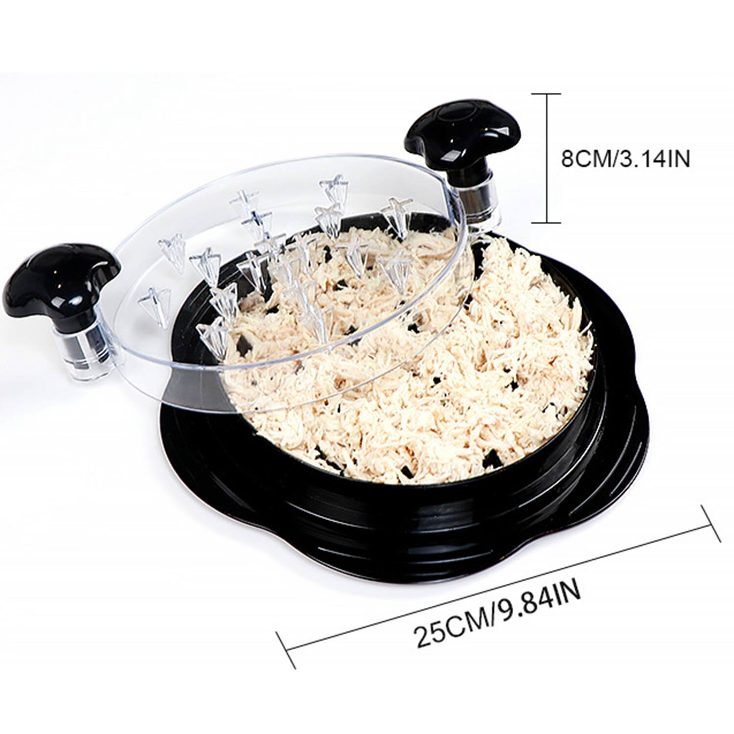 The corrected text is: "8CM/3.14IN 25CM/9.84IN"