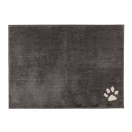 PetMaker - Dog Door Mat for Muddy Paws - Gray with White Paw Print
