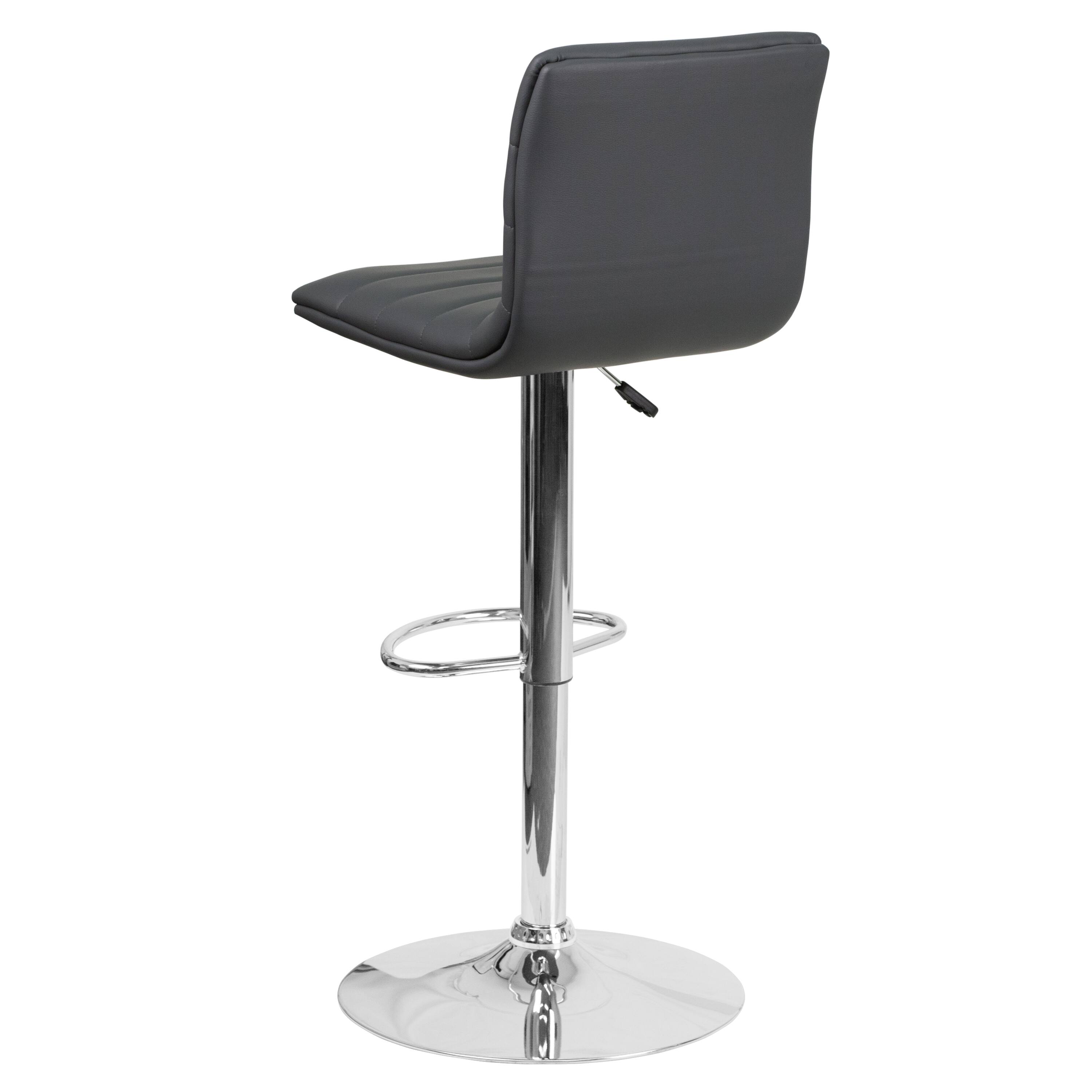 Alt View 14. Alamont Home - Modern Vinyl Adjustable Height Barstool with Horizontal Stitch Back - Gray.
