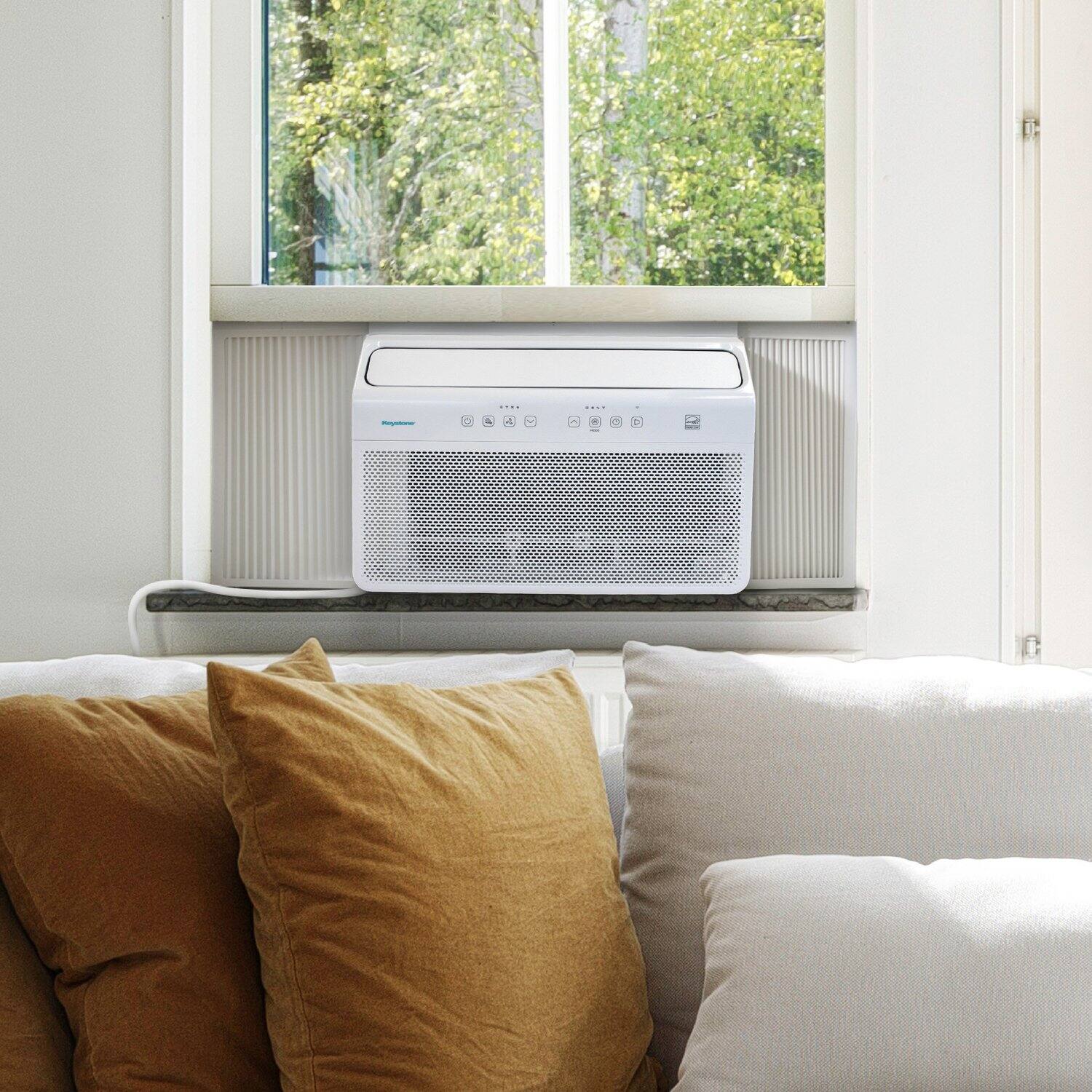 Alt View 8. Keystone - 550 Sq. Ft 12,000 BTU Window Mounted Inverter Air Conditioner with 10,000 BTU  Supplemental Heat Function - White.