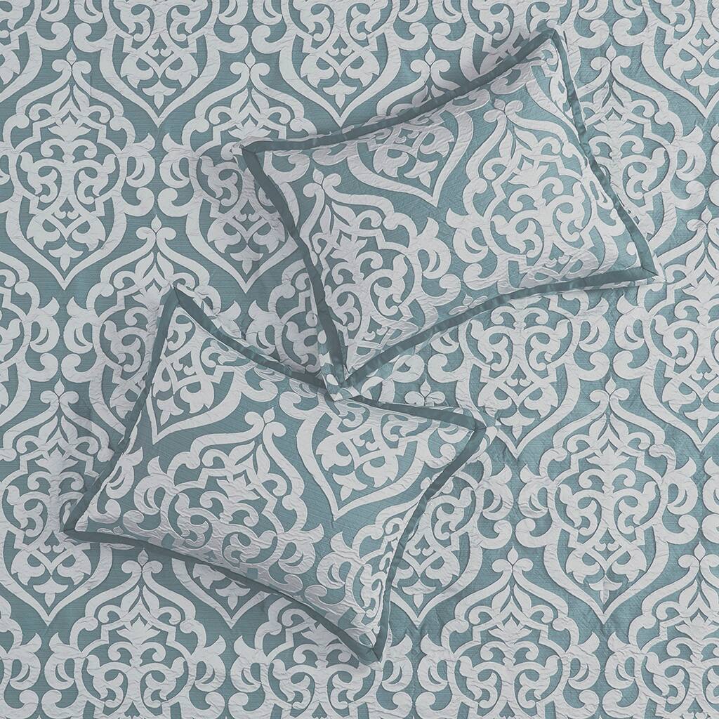 Alt View 1. Gracie Mills - Gracie Mills Pineda Luxurious 8-Piece Jacquard Comforter Set - Aqua/Silver.