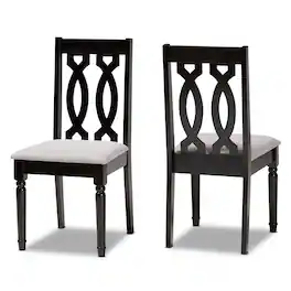 Baxton Studio - Cherese Modern Fabric Upholstered and Finished Wood 2-Piece Dining Chair Set - Grey/Dark Brown