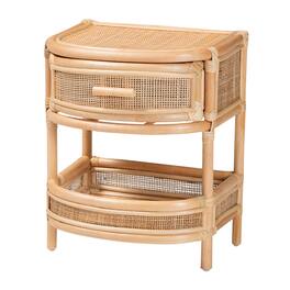 bali & pari - Divitia Bohemian Rattan 1-Drawer Nightstand - Natural