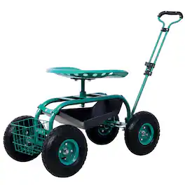 Loheer - Rolling Garden Scooter with 360 Swivel Seat, Green
