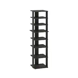 Furinno - Compact 8-Tier Vertical Space Saving Free Standing Shoe Tower, Shoe Rack for Closet Entryway - Espresso