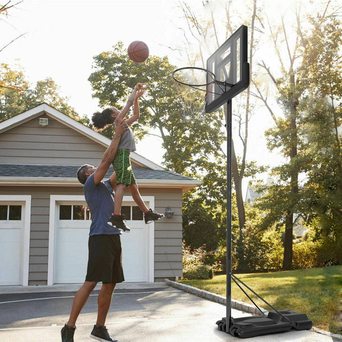 Alt View 1. Gymax - Gymax Height Adjustable Portable Basketball Hoop System Shatterproof Backboard Wheels - Black.