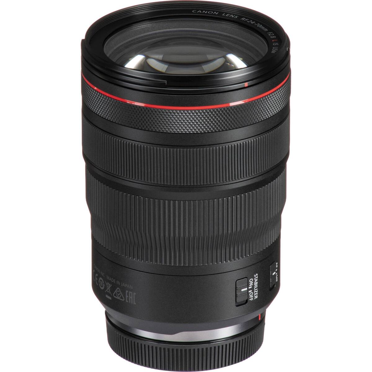 CANON LENS RF24-70mm F2.8 L LIS USM  
MADE IN JAPAN EAC  
ON/OFF STABILIZER: OFF