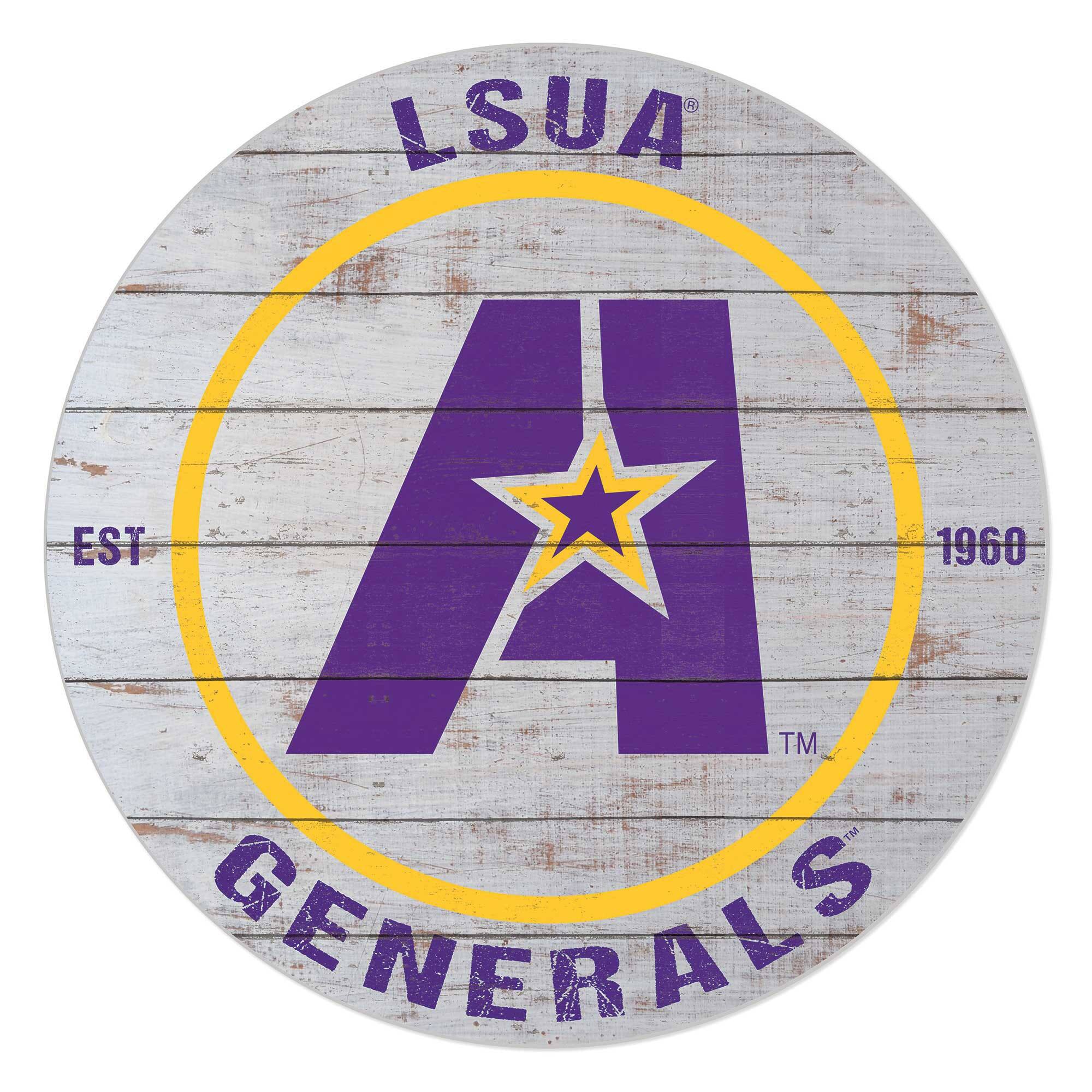 Jardine - LSUA Generals 20'' x 20'' Indoor/Outdoor Weathered Circle Sign - White