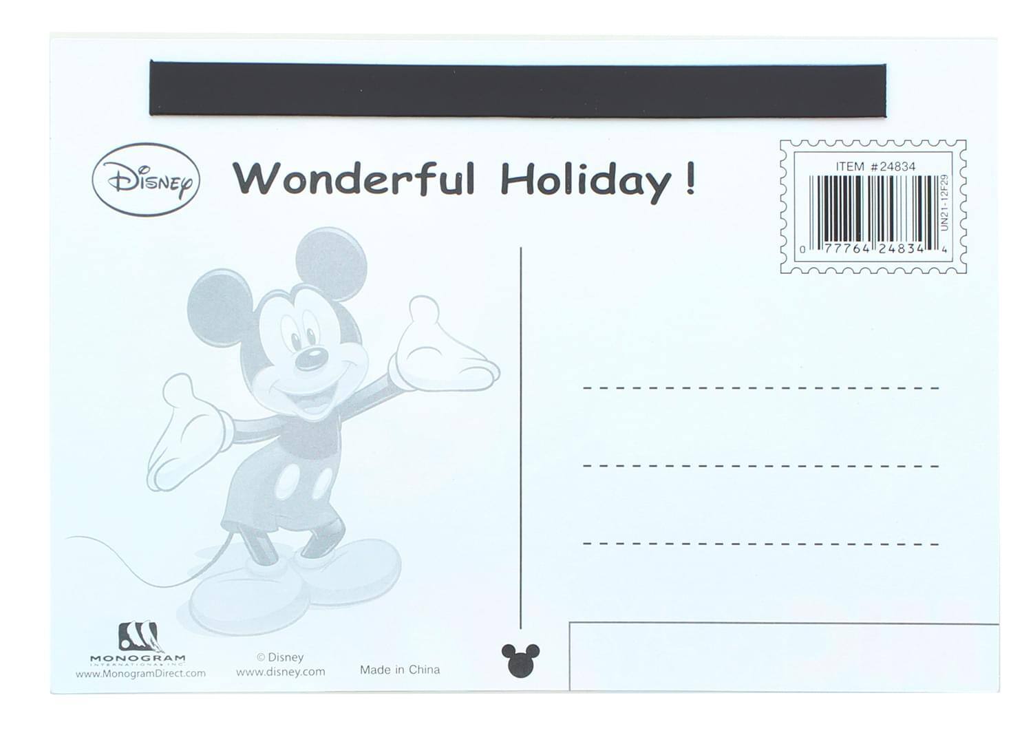 Disney Wonderful Holiday!

ITEM #24834  
UN21-12F29  
77764 24834 4

Disney  
www.disney.com  
Made in China  
www.MonogramDirect.com

© Disney