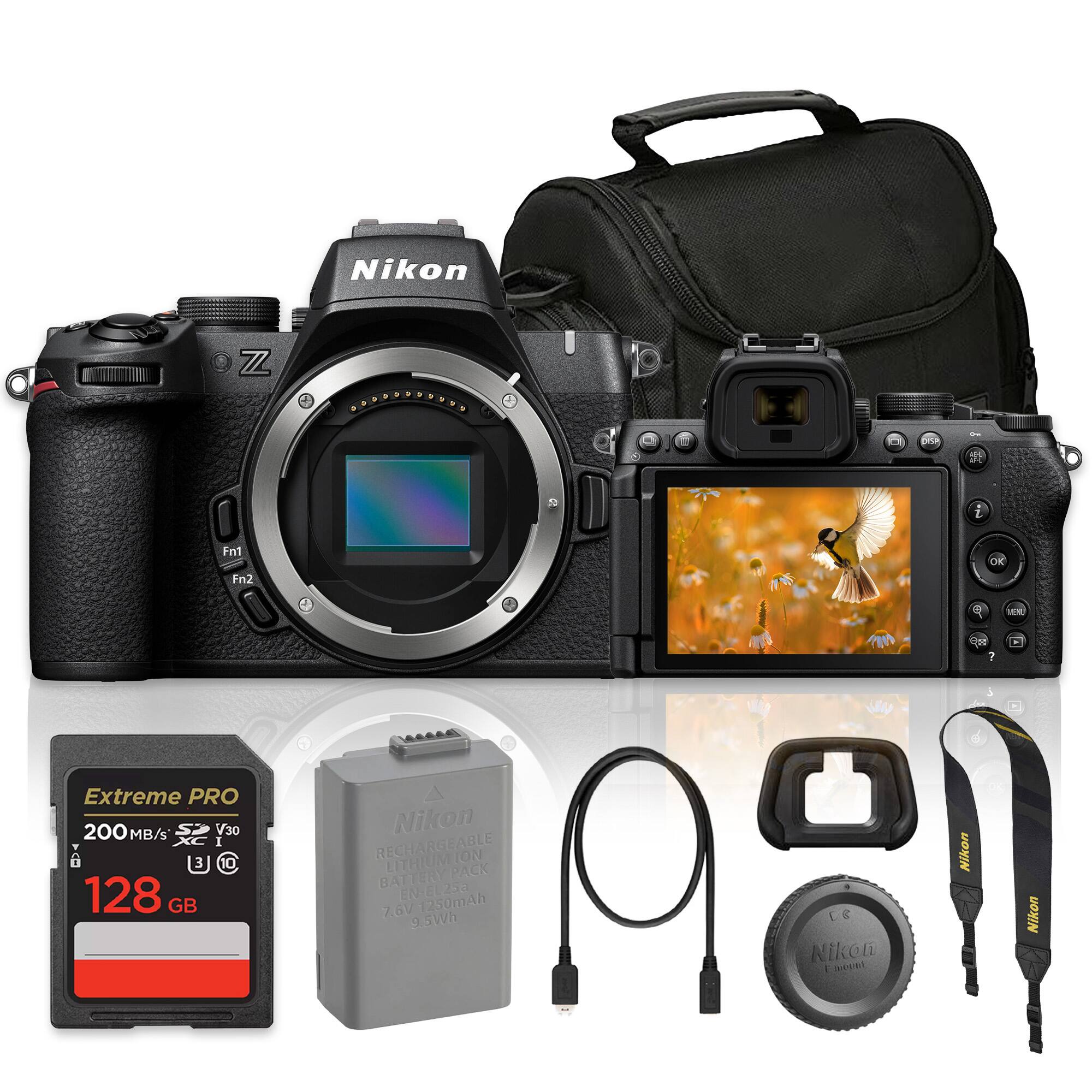 Nikon Z f 1 AFC

Fn1 Fn2
OK
MENU
?

Extreme PRO 200 MB/s S V30 I TAO 10 128 GB
Nikon RECHARGEABLE LITHIUM ION BATTERY PACK EN-EL25a 1250mAh 7.6V 9.5Wh