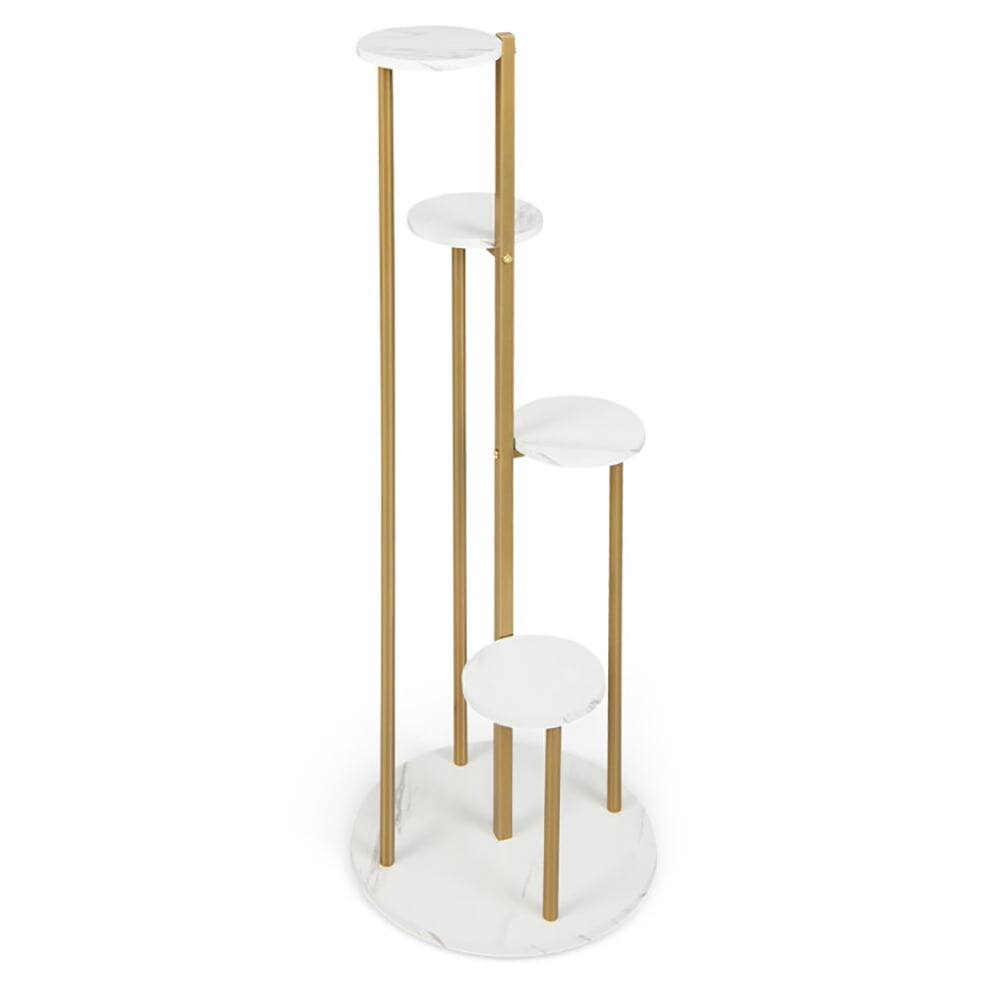 Left. Kadyn - Raised Planter Stand, Large Space Flower Rack Shelf,4-Tier 48.5 Inch Metal Plant Stand-White.