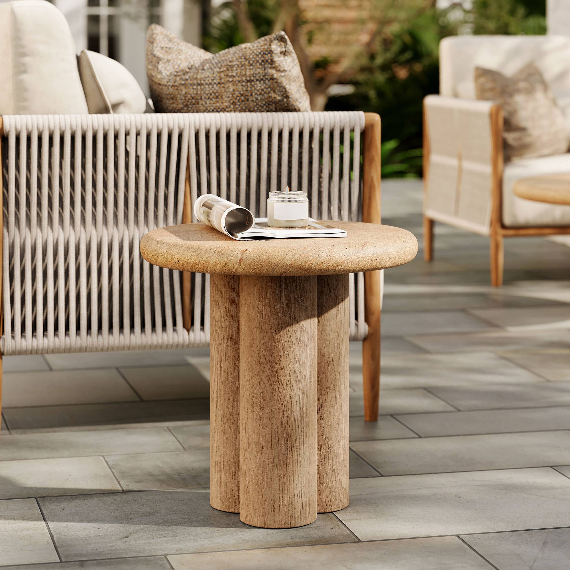 Alt View 1. Modway - Tori 20 Inch Round Indoor and Outdoor Side Table by Modway - Travertine.