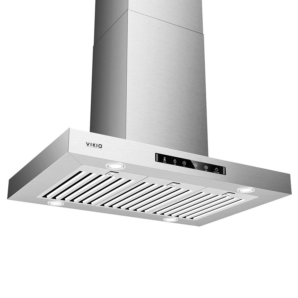Front. VIKIO - 36 inch Ducted 700-CFM Stainless steel Island Range Hood with Charcoal Filter - Stainless steel.