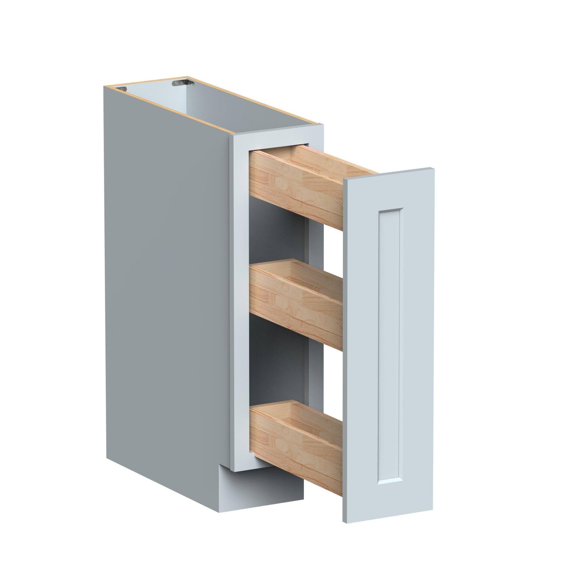 Alt View 2. Boyel Living - 9in.W DOVE GREY BASE SPICY RACK Fully assembled Cabinet 3 Wooden pull-out design with one HDF door panel - Gray.