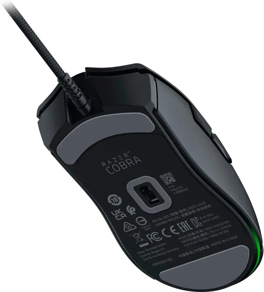 Razer COBRA 5/N: PM2252 27888846 10  NO [/]:RZ01-0465 R-R-RAZ- MODEL MOUSE/ IC RZ01-0465 R39212 GAMING EAL RZ01-04650100 200mA FCCEEA HoRtS FC oOTAR RATING[/ CAN ICES-003(B) NMB-003(B) MADE IN CHINA GmbH Razer (Europe) Bogen 23, Germany |  Essener 22419 Hamburg  INC. RAZER