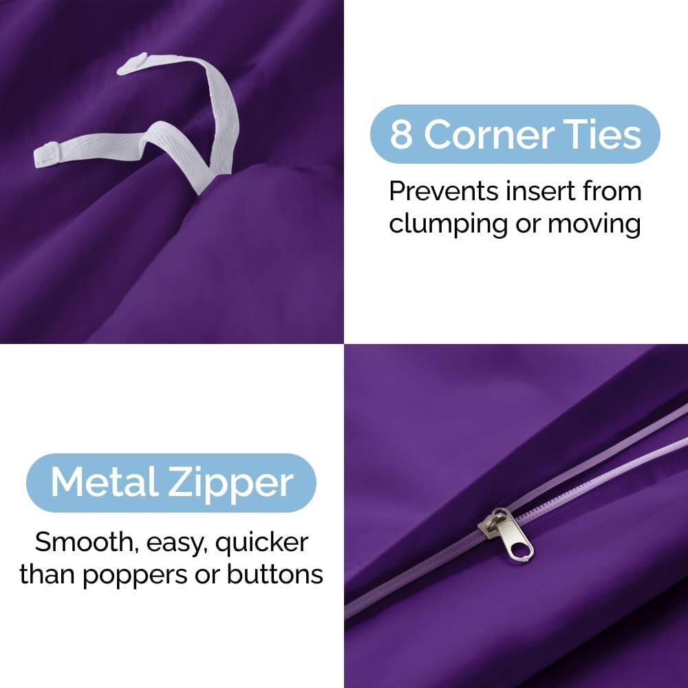 8 Corner Ties  
Prevents insert from clumping or moving  

Metal Zipper  
Smooth, easy, quicker than poppers or buttons
