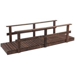 Outsunny - Garden Bridge Wooden Footbridge for Backyard Ponds, Creeks, Streams - Carbonized Brown