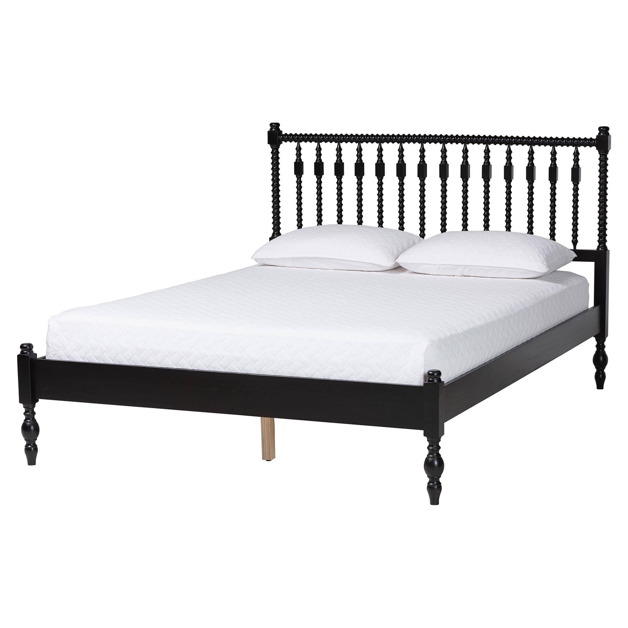 Left. Baxton Studio - Callison Spindle 4-Piece Bedroom Set - Platform Bed with Matching Dresser and 2-Drawer Nightstands, Full - Black.