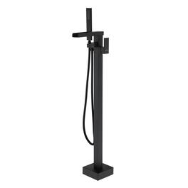 Boyel Living - 2.4 GPM Single-Handle Floor Mount Freestanding Tub Faucet with Hand Shower and Built-in Valve - Matte Black
