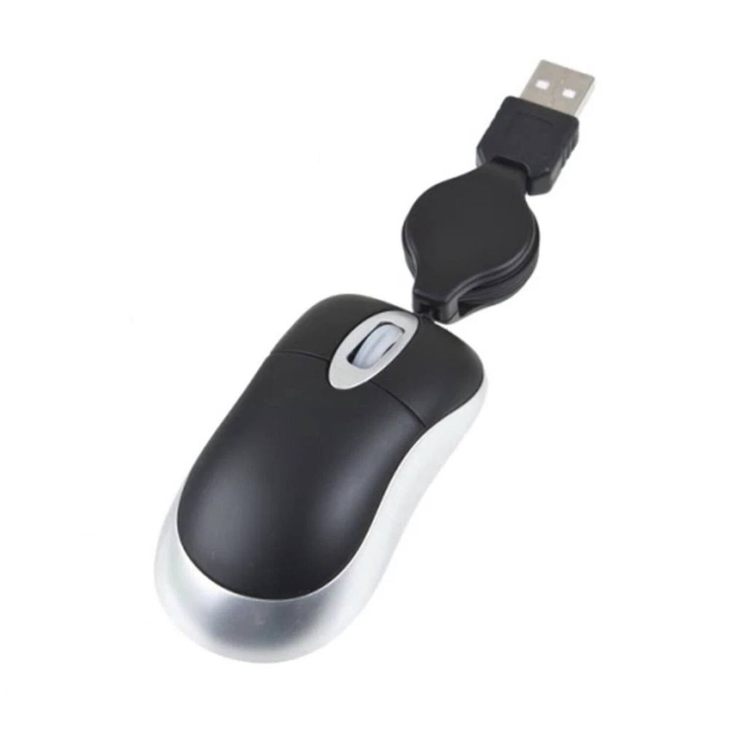 Front. Stock Preferred - Mini Retractable USB Optical Scroll Wheel Mouse - Black.