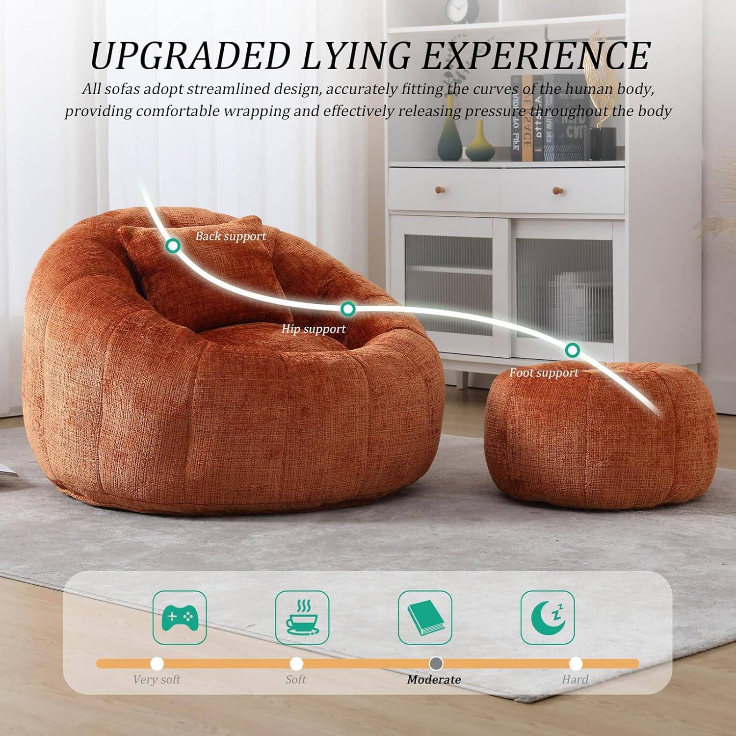 UPGRADED LYING EXPERIENCE

All sofas adopt streamlined design, accurately fitting the curves of the human body, providing comfortable wrapping and effectively releasing pressure throughout the body

- Back support
- Hip support
- Foot support

Very soft | Soft | Moderate | Hard