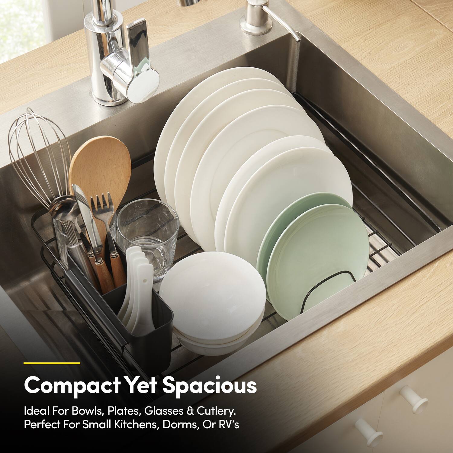 Compact Yet Spacious

Ideal For Bowls, Plates, Glasses & Cutlery. Perfect For Small Kitchens, Dorms, Or RV's