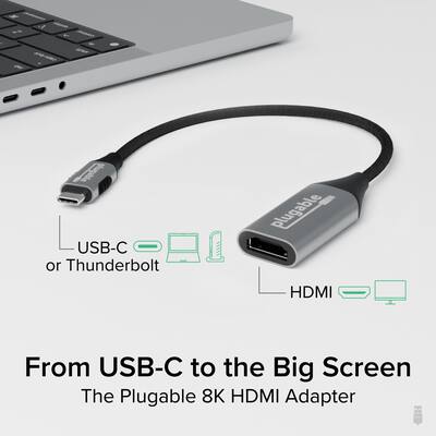 ULT-WIIQ Adaptateur USB-C Vers HDMI 8K@60Hz - HDR, VRR, FreeSync, 4K@120Hz, Compatible Thunderbolt 4/3, USB4 - Pour MacBook, IPad Pro, Steam Deck, Dell XPS