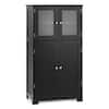 Front. Costway - Costway Bathroom Floor Storage Cabinet Kitchen Cupboard w/Doors&Adjustable Shelf - Black.