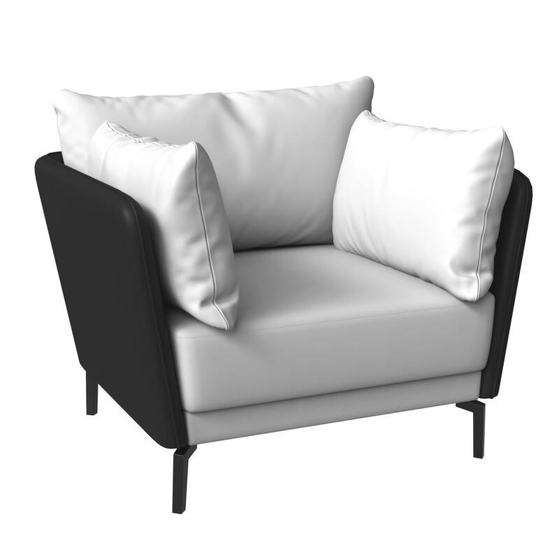 Front. LeisureMod - Luxify Collection Single Seater Sofa, Black and Grey Modern Upholstered Armchair Accent Lounge Chair - Black/Grey.