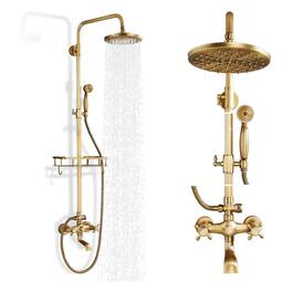 Dazzed Corner - Shower Set - 8” Rainfall Head - Antique Brass