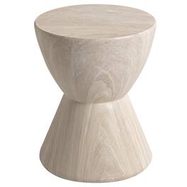 LeisureMod - Loft Fiberstone Hourglass Side Table, Weather Resistant Indoor/Outdoor Pedestal Accent Table - Stone Marble