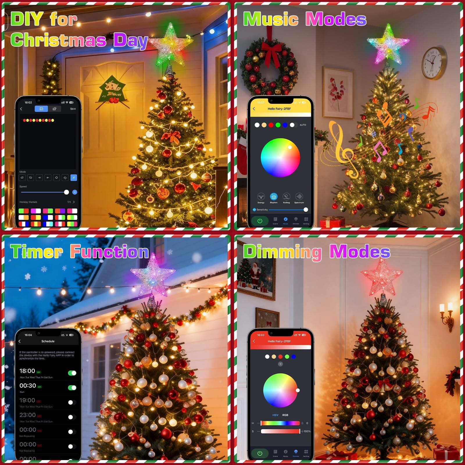 DIY for Christmas Day

Music Modes

Timer Function

Dimming Modes