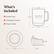 What's included
- Ember Mug
- Charging Coaster
- Power Cable
Dimensions:
- Ember Mug: 3.46 inches (88.0 mm) x 4.60 inches (117.0 mm) x 4.5 inches (114.7 mm)
- Capacity: 14 oz (414 ml)
- Weight: 16.1 oz (457 g)
- Charging Coaster: 4.4 inches (112 mm) diameter
- Power Cable: 70 inches (1778 mm)