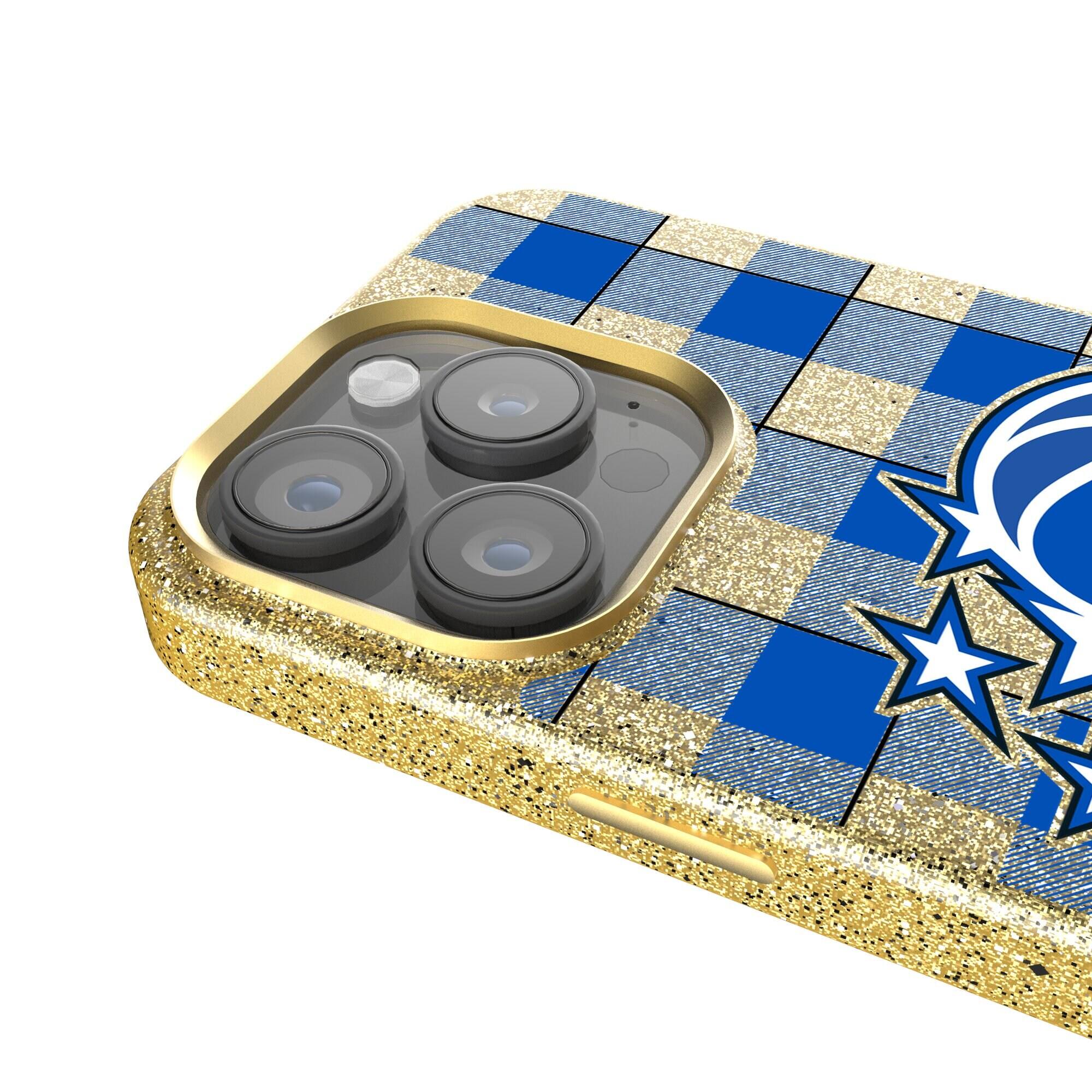 Alt View 3. Keyscaper - Orlando Magic Plaid Bling iPhone Case - 14 Pro - Gold.