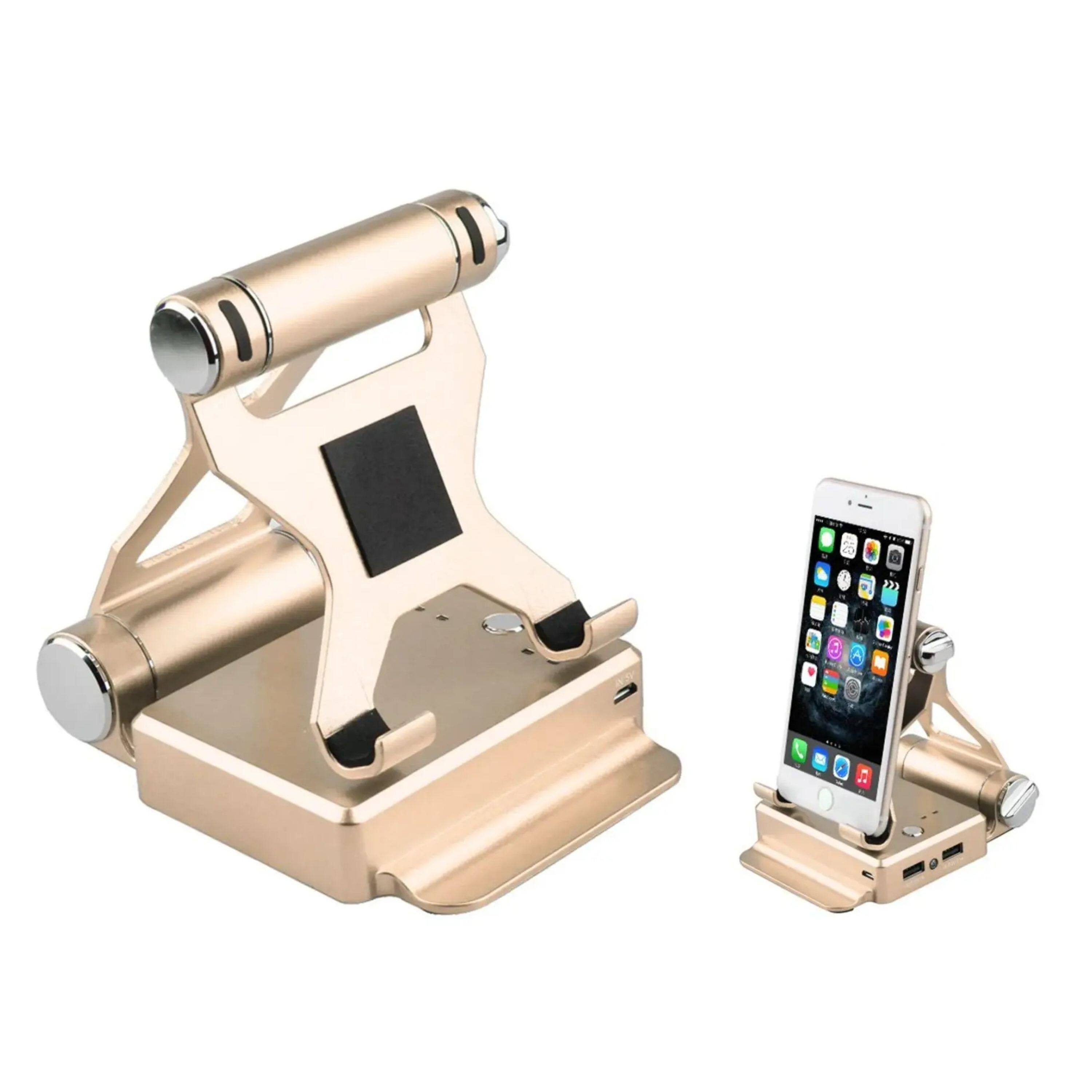 Front. Kitcheniva - Multi Functional Podium Style Stand With Power Bank For iPad iPhone And Smart Gadgets Gold - Gold.