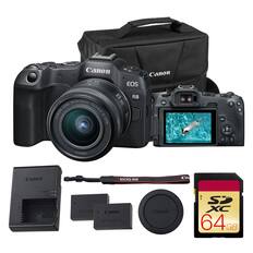 Canon EOS R8 with RF24-50mm Lens F4.5-6.3 IS STM
Canon SD XC 64GB Memory Card
Canon Battery Charger
Canon Battery Pack LP-E17
Canon Lens Hood
Canon Camera Strap
Canon Lens Cap