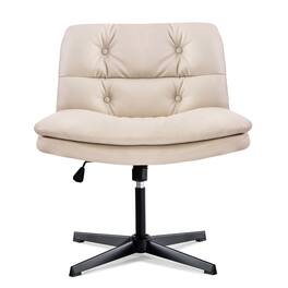 Spaco - Larger Size 360° Swivel Home Office Desk Chair with Wheels, for Home Office - Beige